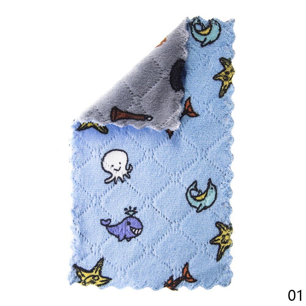 Keuken Anti-Vet Poetslappen Coral Fluwelen Super Absorberende Microfiber Schoonmaakdoekje Thuis Wassen Schotel Keuken Schoonmaken Handdoek: Gray Blue-16x27cm