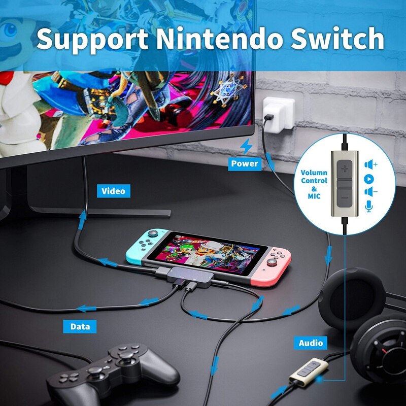 Usb c hub 4 em 1 tipo-c a 4k hdmi 60w pd carregamento docking station hub usb3.0 transferência rápida para ipad mac pro laptops
