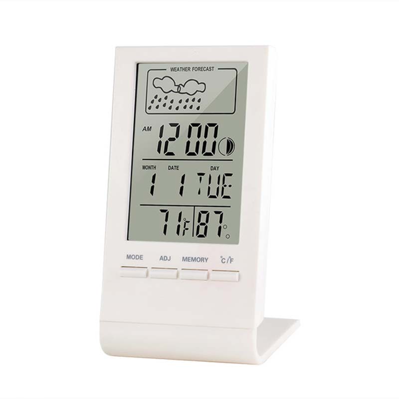 Thermometer Hygrometer Gauge Indicator Indoor/Outdoor Weather Station Automatic Electronic Temperature Humidity Monitor Clock