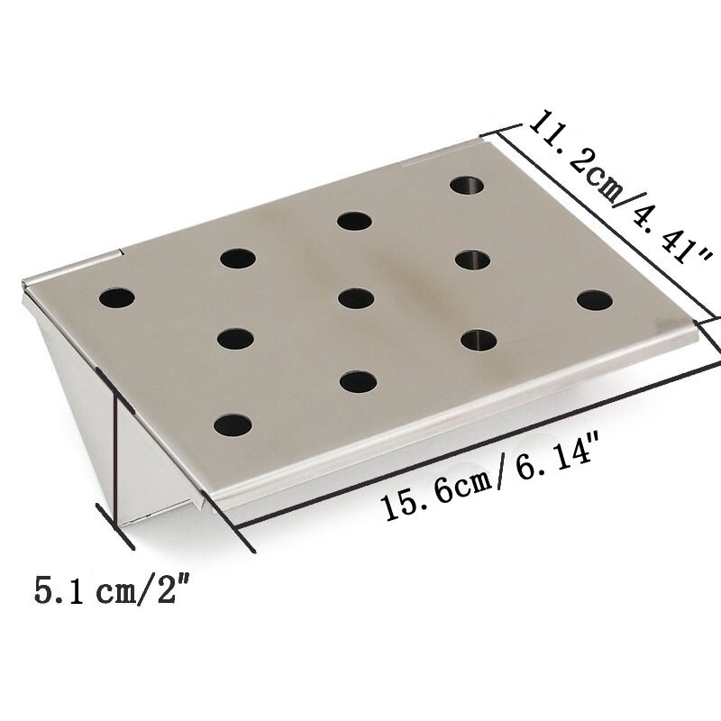 Boîte de fumeur pour Grill à gaz en forme de V, en acier inoxydable, pour BBQ court, saveur de jardin, copeaux de bois, accessoires de Barbecue, 6.14 pouces