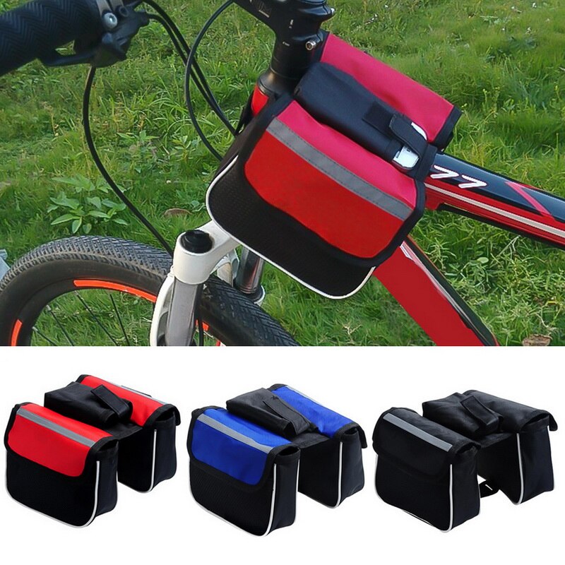 Riding Bag Drie-in-een Fiets Buis Tas Waterdicht En Duurzaam Praktische Mountainbike Bag Voorframe Tas fietsen Pouch Houder