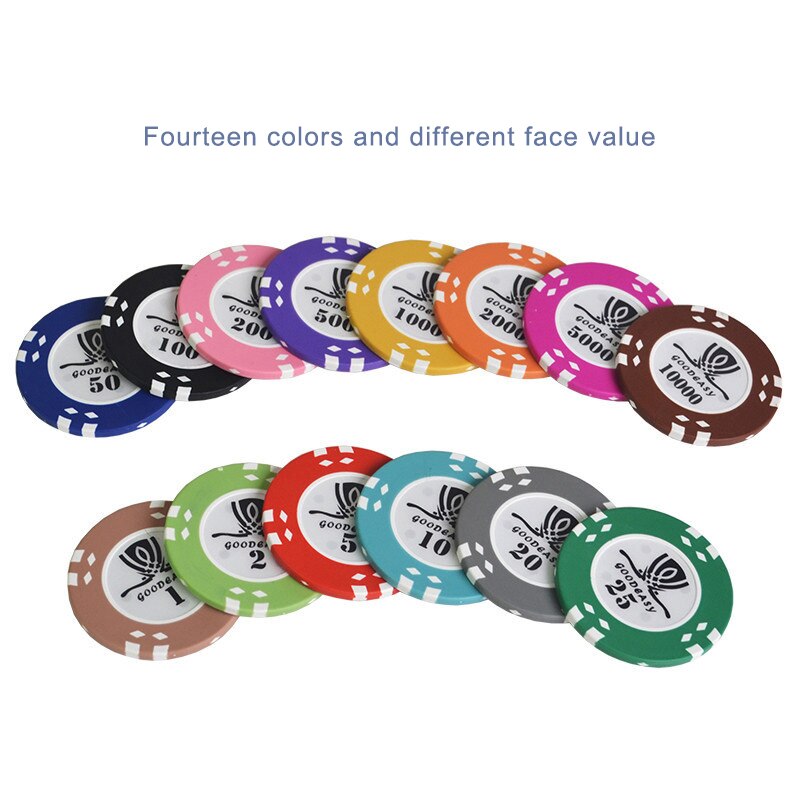 Clay Poker Chips Set Texas Hold'em Poker Chip Sets With Inner Iron Poker Metal Carlo Poker Club Accessories 25PCS/Lot
