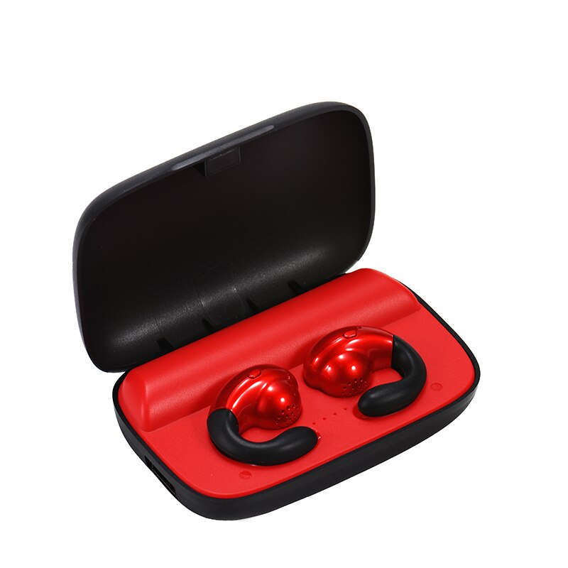 FLUXMOB S19 TWS Auricolare Bluetooth 5.0 touch Auricolari Senza Fili Mic chiamata HD di Sport Auricolare Con BOX di ricarica Per La carica smartphone: Red button no box