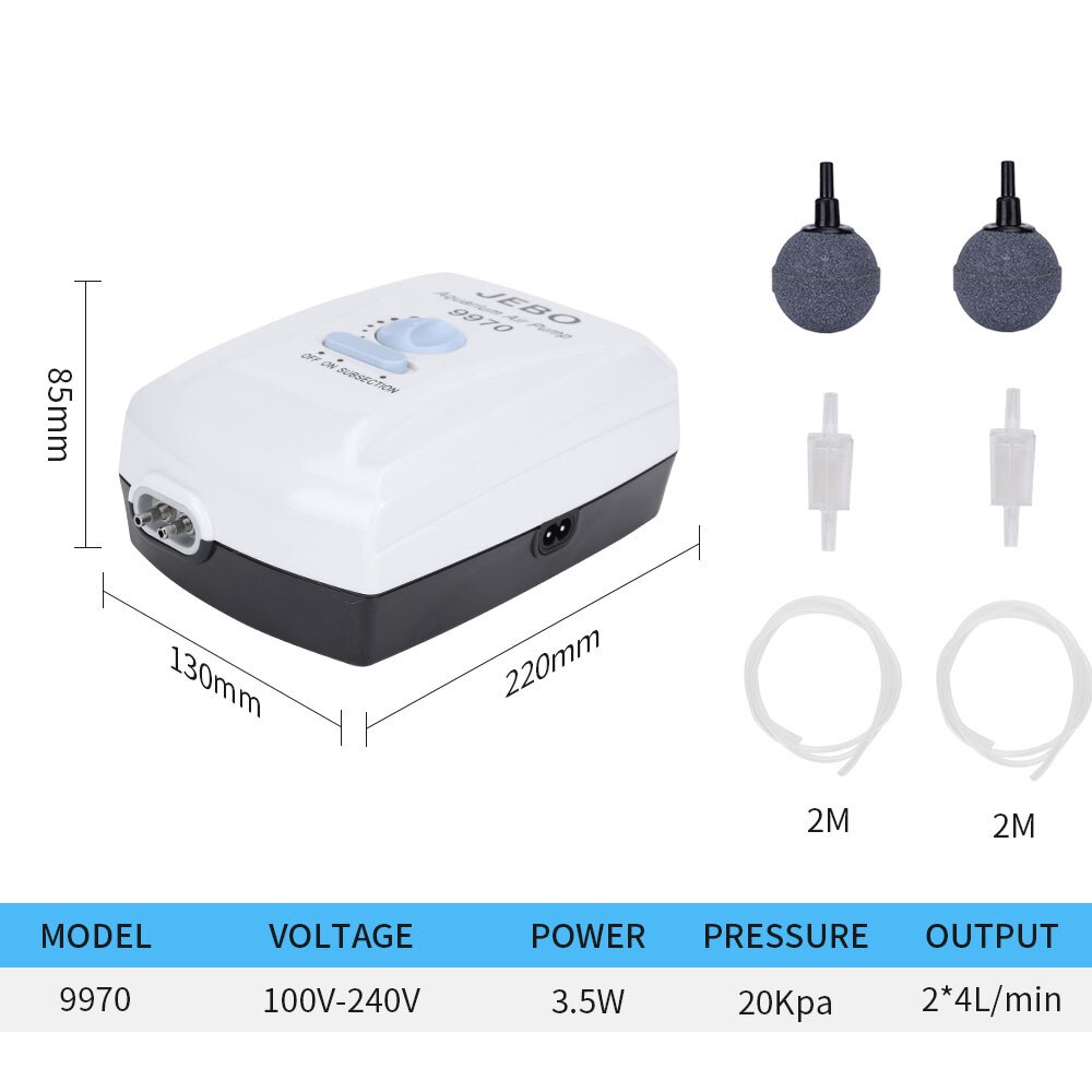 JEBO AC and DC Dual-purpose Oxygen Pump Lithium Battery Rechargeable Oxygen Pump 9970/9950 Outdoor Fishing USB Charging: 9970 Accessories