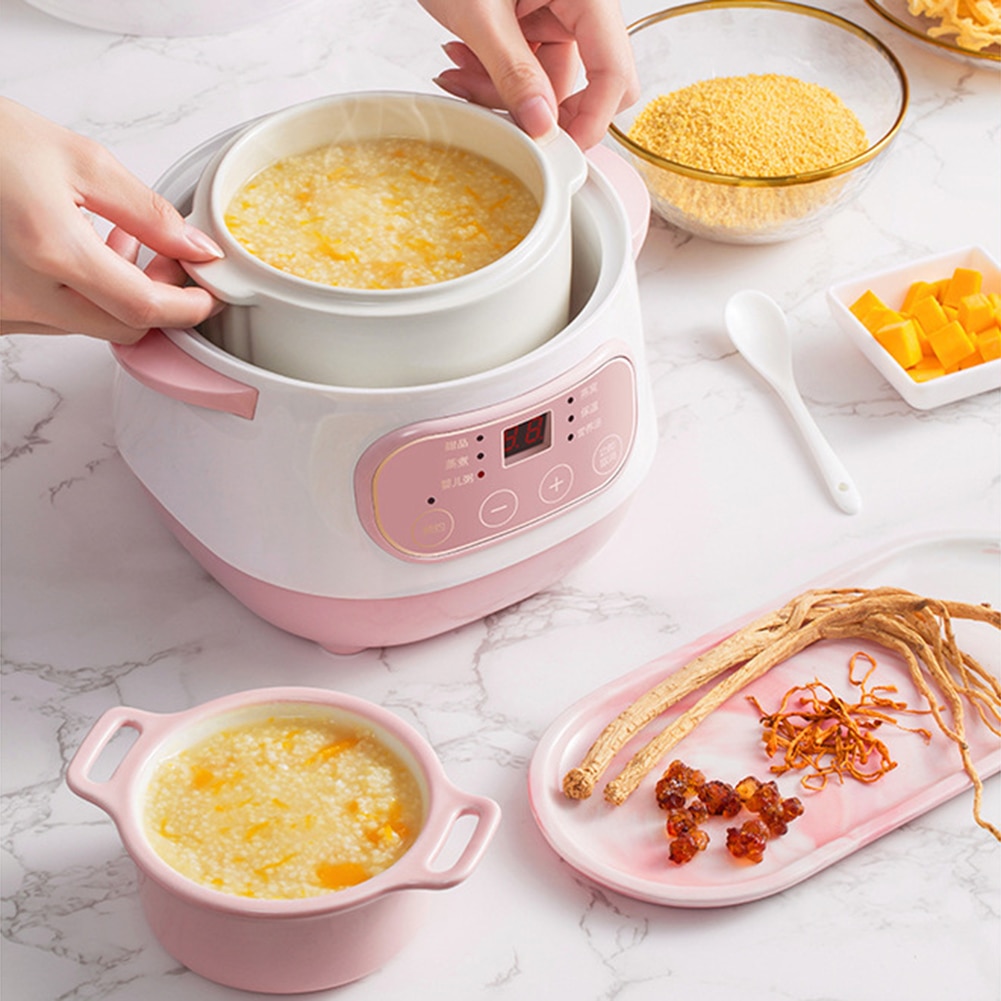 Vit porslinsbo långsam spis elektriska spisar soppa hem baby non-stick keramik stuvsoppa långsam grötgryta