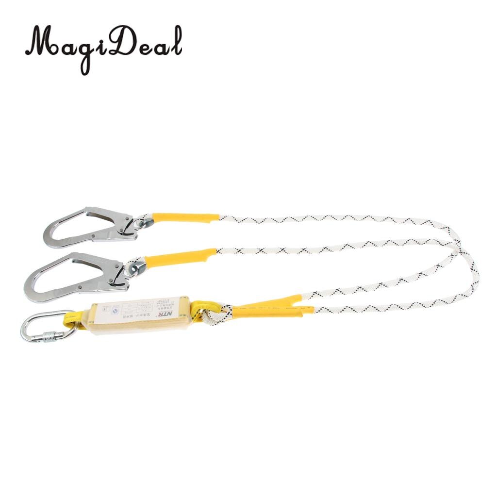 MagiDeal Fall Protection Dual Leg Shock Absorbing Lanyard 1.2m Safety Harness with Carabiners for Rock Climbing Downhill Hiking