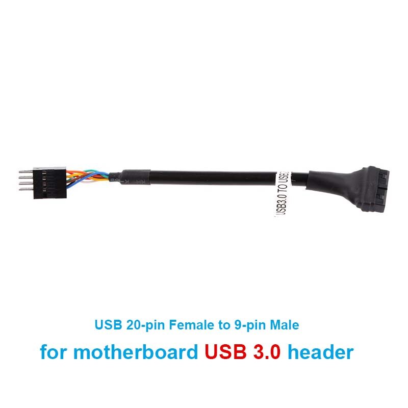 Cable adaptador interno de la placa base, conector USB 2,0 de 9 pines a USB 3,0 de 20 pines, conector USB 3,0 de 20 pines a USB 2,0 de 9 pines: 20Pin to 9Pin Male