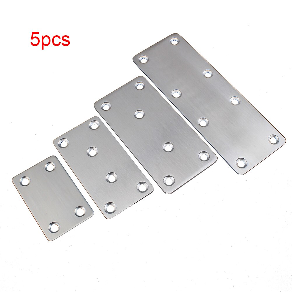 5pcs Stainless Steel Connector Home Straight Brace Thicken Decorative Repair Plates Furniture Hardware Flat Corner Bracket