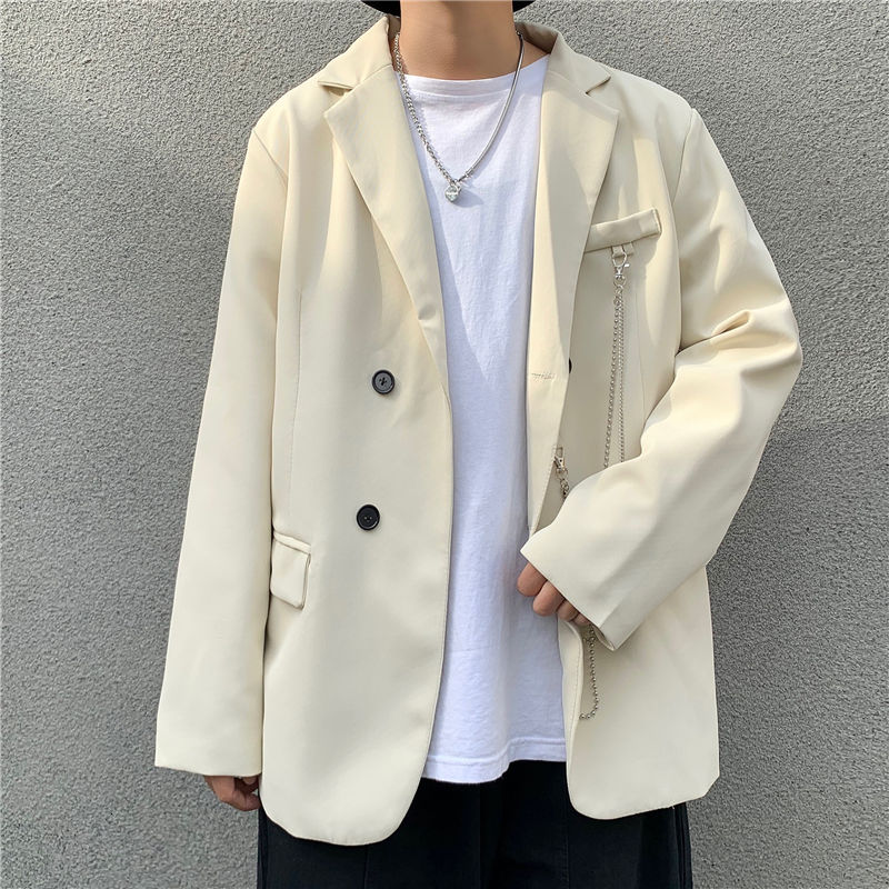 Chaqueta Coreana de primavera y otoño para hombre, traje informal de Color sólido a la , chaqueta de vestir para negocios, M-2XL: Beige / M