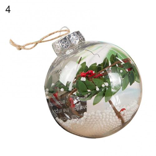 Transparent Plastic Hollow Ball Hanging Pendant Christmas Tree Ball Hanging Ornament Bubble snow scene DIY Decoration: 04