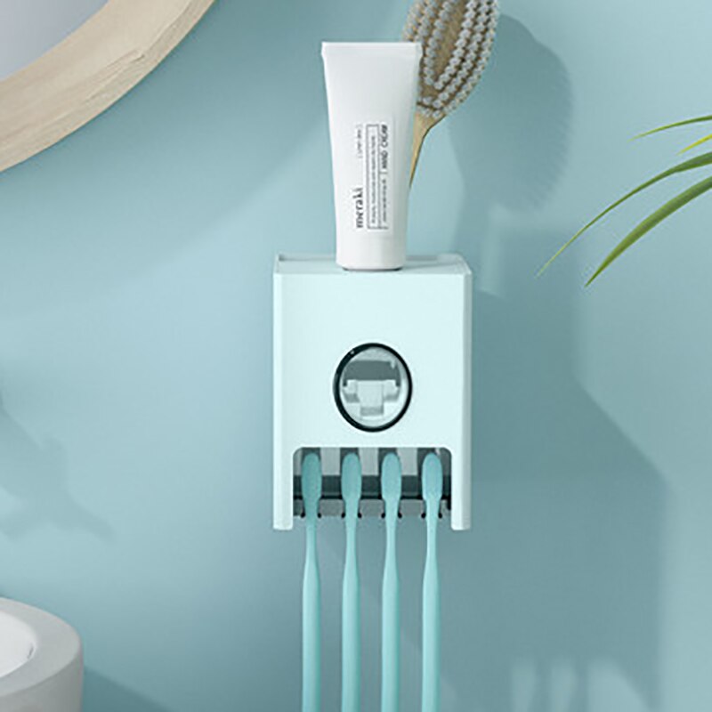 1Pc Automatic Toothpaste Dispenser Household Toothbrush Holder Toothpaste Squeezer Wall Mount Stand Rack Bathroom Accessories: Green3