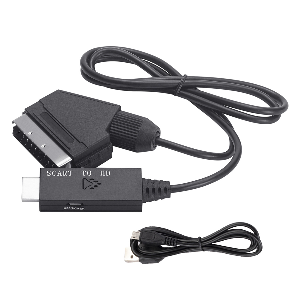 HD 1080P Scart To HDMI-compatible Adapter Scart Male to HDMI Female Audio Video Converter Adapter with USB Cable for HDTV/DVD/PC: Default Title