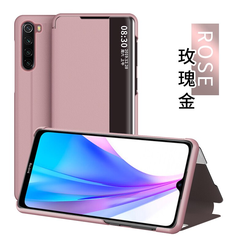 Luxury View Smart Flip Case For Xiaomi Redmi Note 8T Red Mi Note8T 8 T fundas original Magnetic Holder Leather Etui Phone Cover: Pink