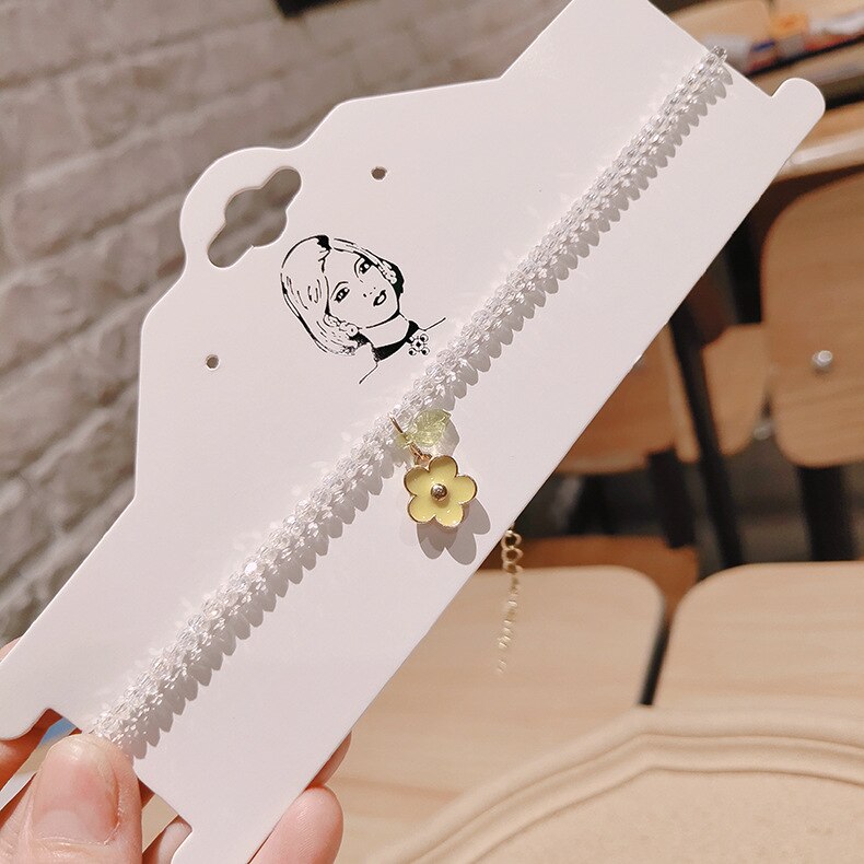Kpop colar feminino com miçangas, colar de miçangas e margaridas para mulheres, curto, de presente