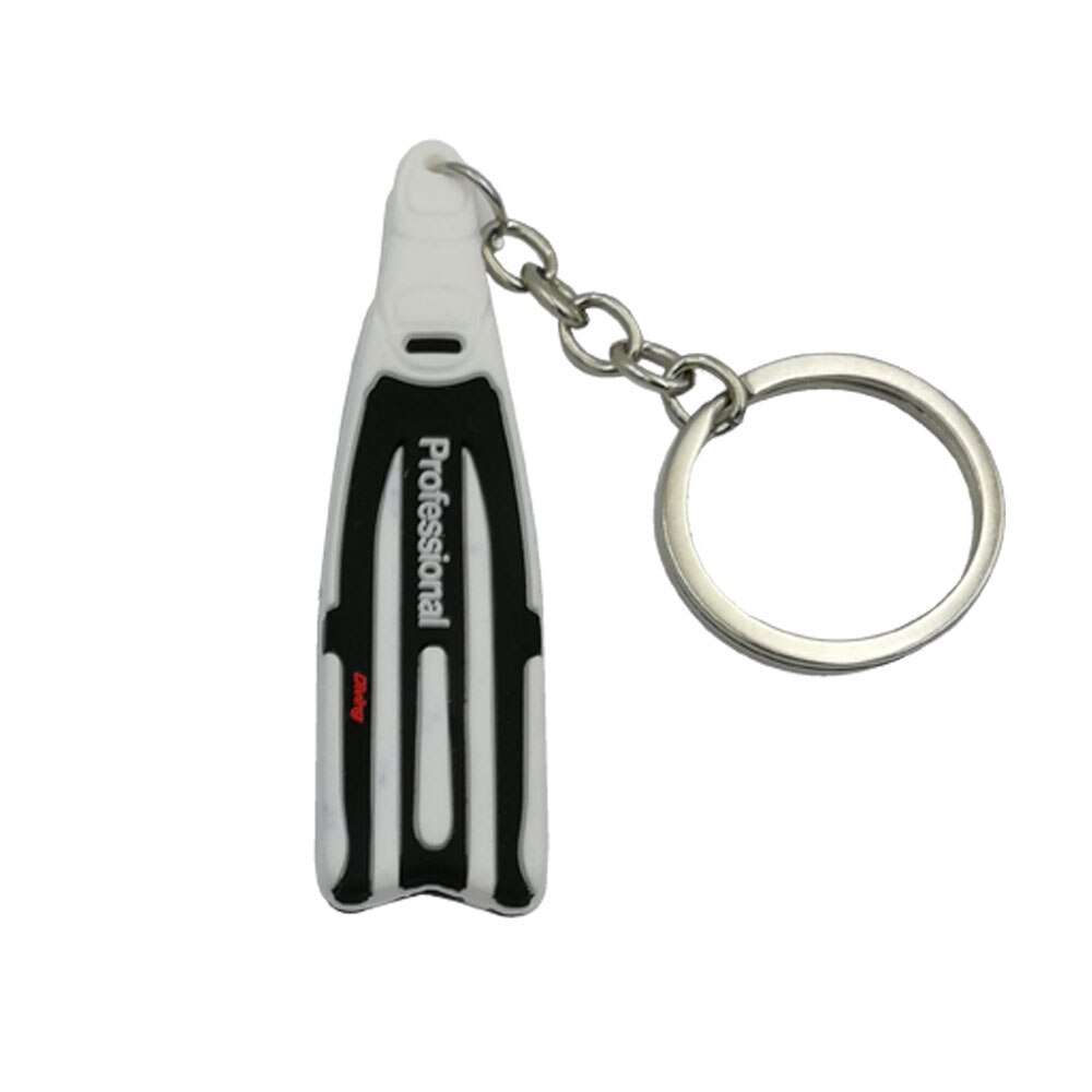 Llavero con forma de aleta de buceo, minillavero de 4 colores para buceador, natación,: Blanco