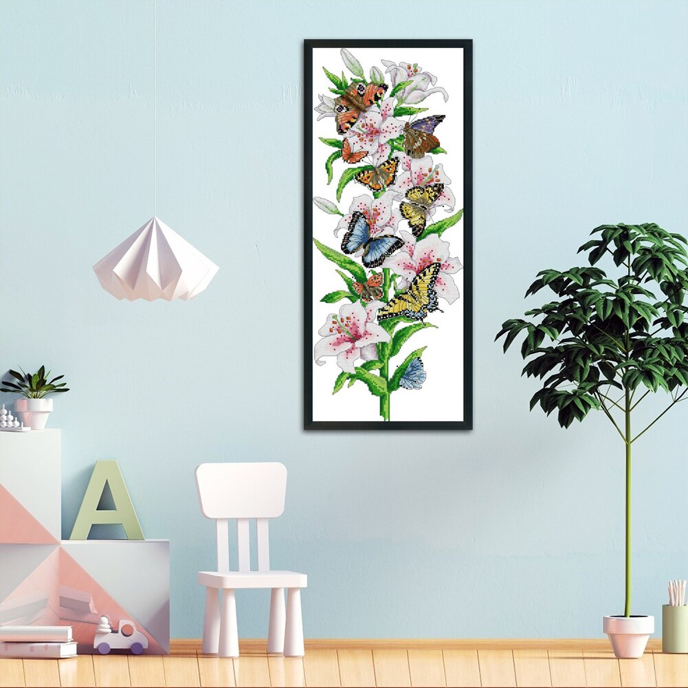 Eco-cotton Thread 11CT Stamped Print DIY Plant Flowers Handmade Cross Stitch Artwork Canvas Embroidery Kit Needlework Home Decor