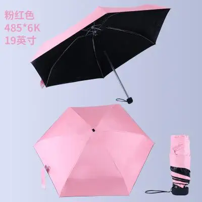 Ombrello da uomo portatile mini ombrelli tascabili prevenire l&#39;ombrello pieghevole a cinque pieghe da donna pieghevole antipioggia Uv: Colore rosa