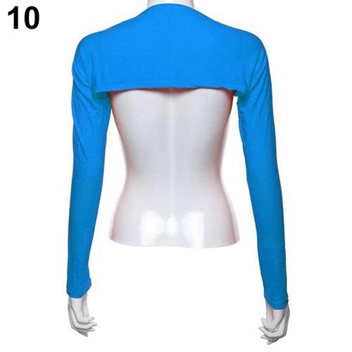 Vrouwen Solid Katoen Stretch Een Stuk Schouder Mouw Zon Arm Cover: Lake Blue