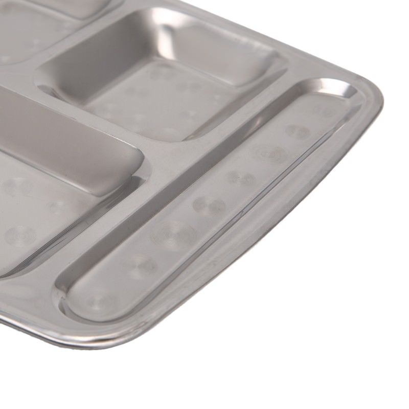 4/5/6 Grids Stainless Steel School Lunch Divided Plate Tray Kids Snack Food Containers Restaurant Tableware Lunch Meal Box