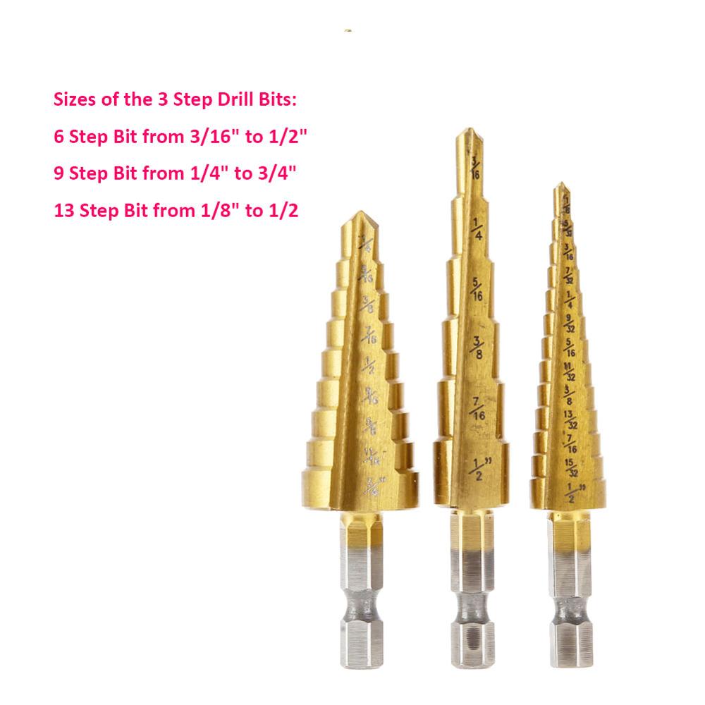 110mm Cone Hole HSS Titanium Coated Step Drill Bit Drilling Power Tools HSS 6-60mm Steel Metal Hole Cutter