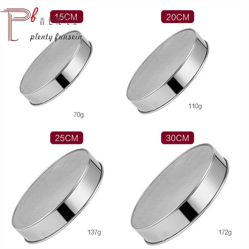 Tamiz de harina redondo de acero inoxidable para cocina, herramienta de panadería, 40 mallas finas