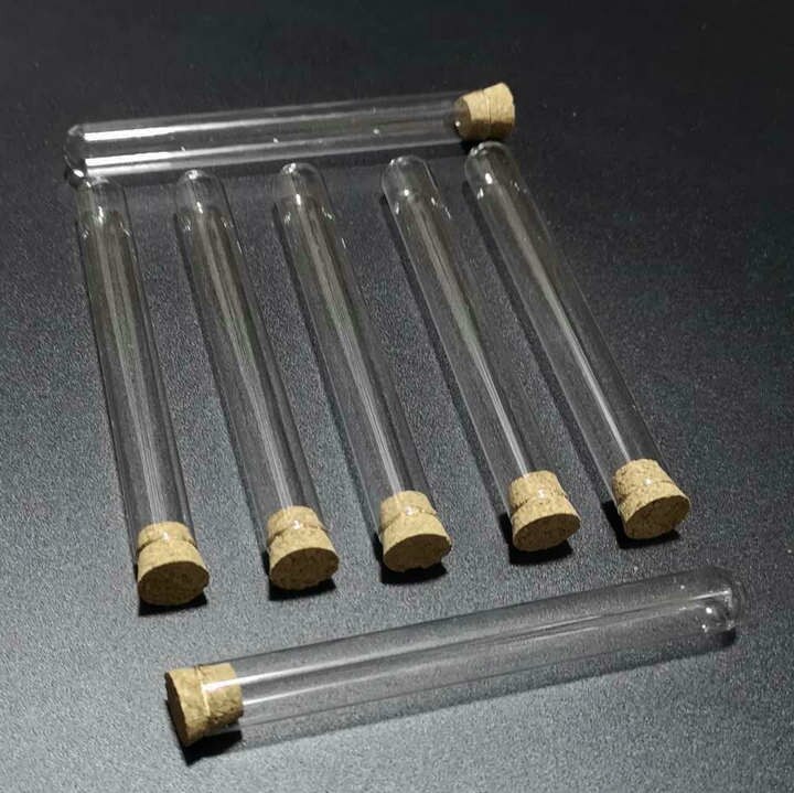 50pcs/lot 12x100mm U-shaped bottom Clear Glass test tubes with cork stopper for kinds of Labs/schools glassware