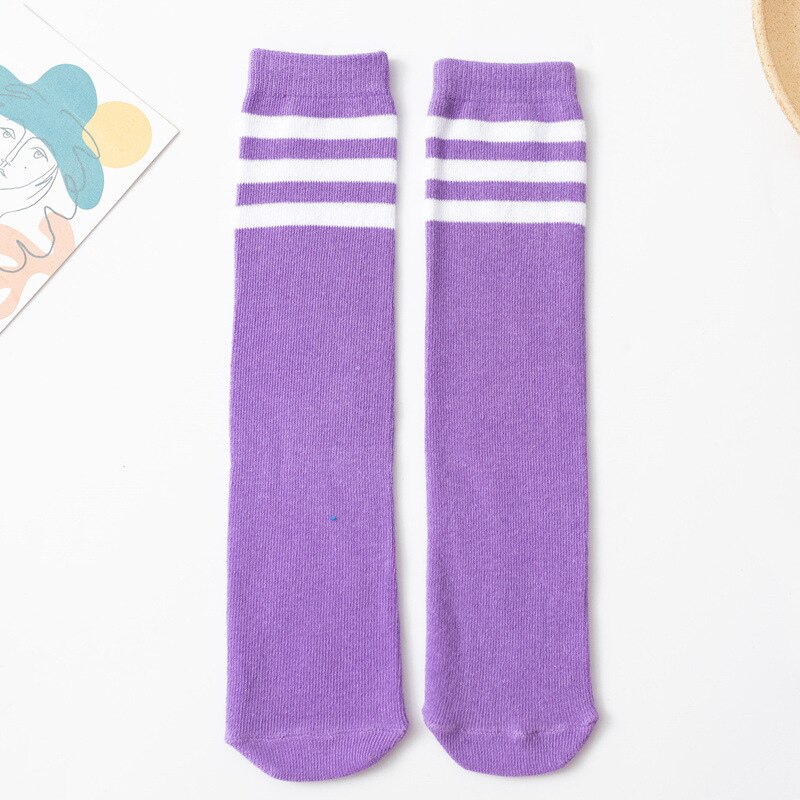 Kinderen Baby Lange Buis Been Warm Kids Kniekousen Voor Meisjes Jongens Voetbal Strepen Katoen Sport Oude School Wit sokken Skate: Purple Socks