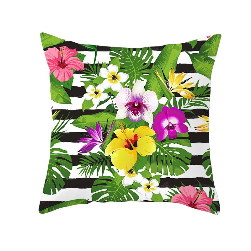45*45Cm Kids Pasen Dag Tropische Decoratie Print Kussenhoes Polyester Groene Plant Sierkussen Voor Sofa/home Decor Pillowcas: 7