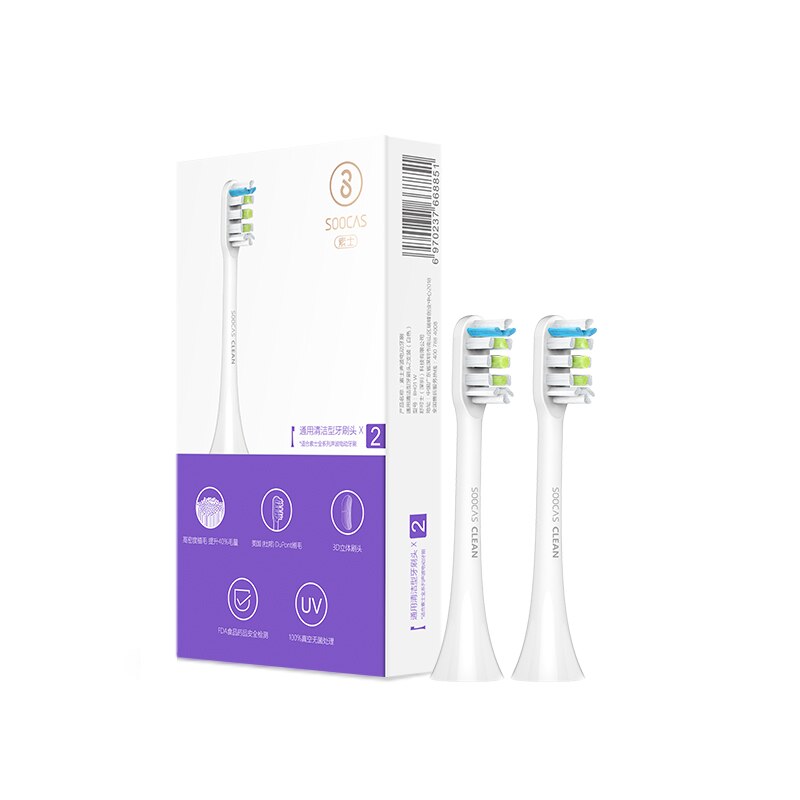 Soocas X3U X5 X3 V1 Tandenborstel Hoofd Originele X3U Tandenborstel Vervanging Hoofd Sonische Opzetborstels: 2pcs white