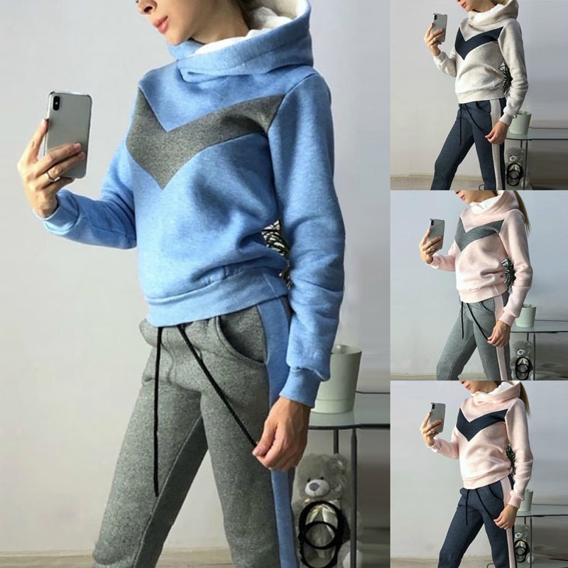 Vertvie wintersportpakken fluwelen hoodies jas veterbroek fleece dames hardloopsportkleding warme trainingspakken dikke kleding