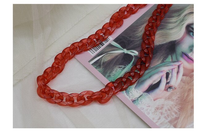 1.0 Meter 17*24mm Acrylic Necklace Strands Parts Linked Bag Chains Women Jewelry DIY Accessories Glasses Chains N027--T: red