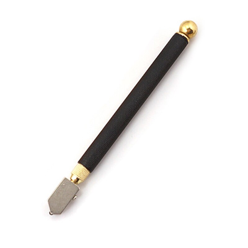Glasskærer blyant stil oliefoder legeringsspids skæreværktøj diamant skærehoved, stålblad skæreværktøj skridsikkert metalhåndtag: Sort -17cm