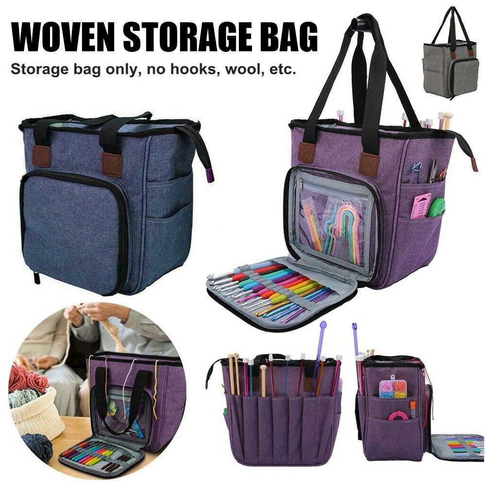 Breien Tas Draagbare Hoge Capaciteit Gehaakte Breien Tool Garen Opbergtas Case Tote Voor Wol Naaien Levert Set Diy Organizer