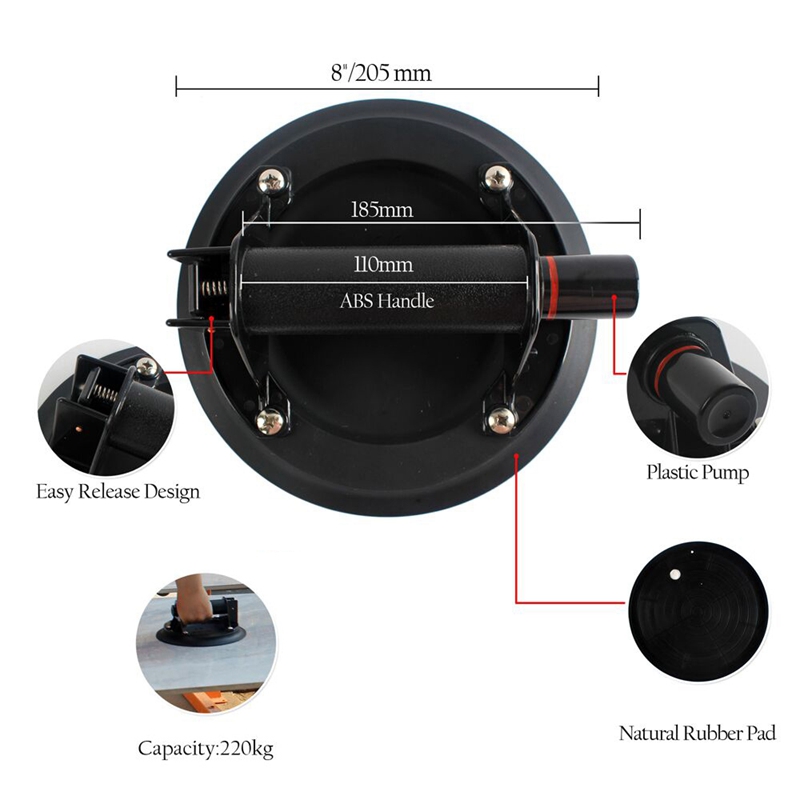 8 Inch Electric Vacuum Suction Cup Lifter Automatic ON/OFF System MAX Lifting We