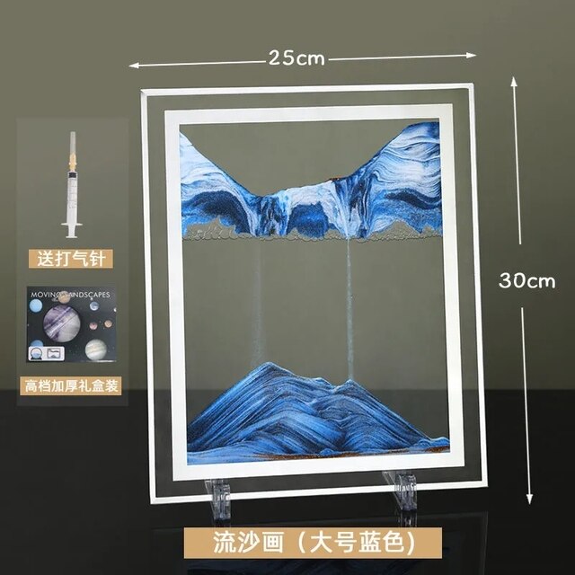Peinture de sable mouvant en verre avancé, ornements de sablier, décorations de bureau artistiques liquides, , décoration de mariage: Blue 10 inches