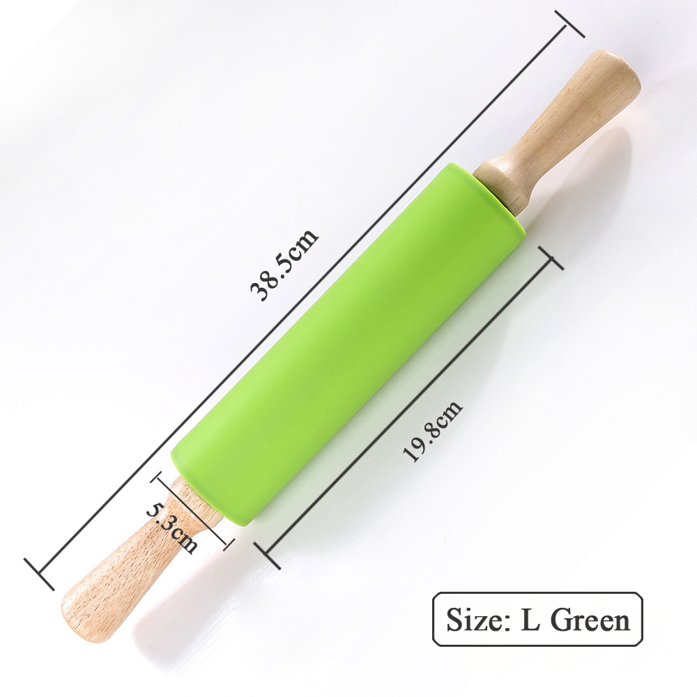 EPASUN Kleine Size non-stick Siliconen Fondant Rolling Pin Fondant Taart Deeg Roller Decorating Cake Roller Ambachten Bakken Tool: 9 L Green