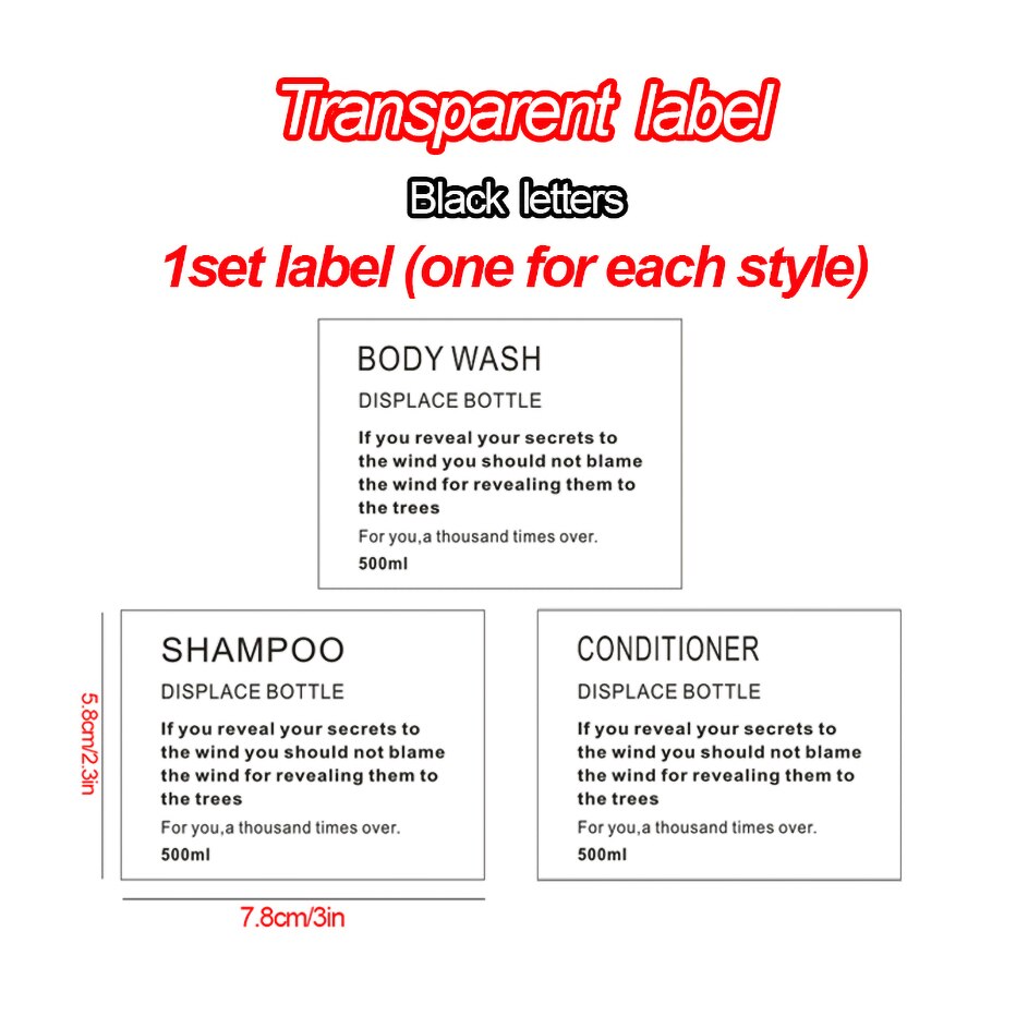 Soap Dispenser Sticker Set Shampoo Bodywash Conditioner Labels Removable Waterproof Unique Bottle Stickers Bathroom Accessories: 9