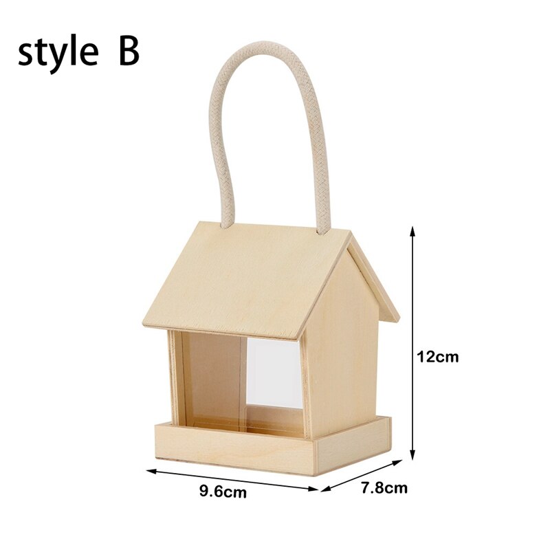 Garden Bird Wooden Feeder Wild Bird Wooden Feeder Hanging in the Garden Yard Small Wall Mounted Wooden Bird Feeder
