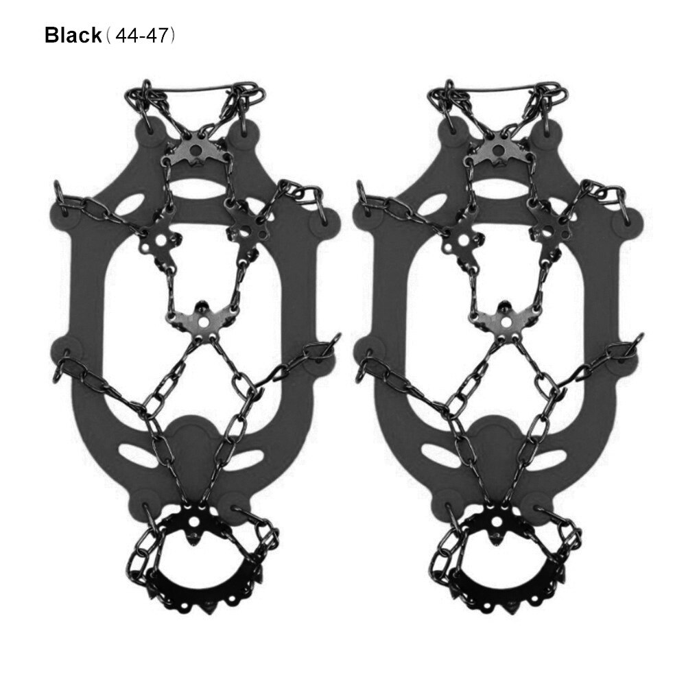 1Pair 18 Teeth Ice Snow Crampons Anti-Slip Climbing Ice Gripper Shoe Covers Spike Cleats Snow Skid Shoe Cover raki Crampon: A Black XL