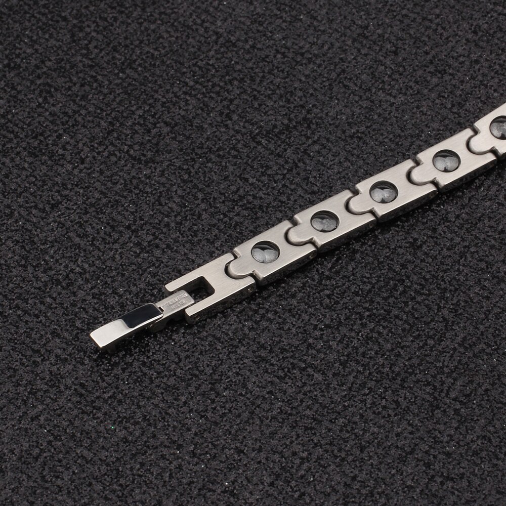 FINE4U B373 Health Germanium Bracelet Male Stainless Steel Wrist Band Hand Chain Bracelet for Men Women Energy Bracelets