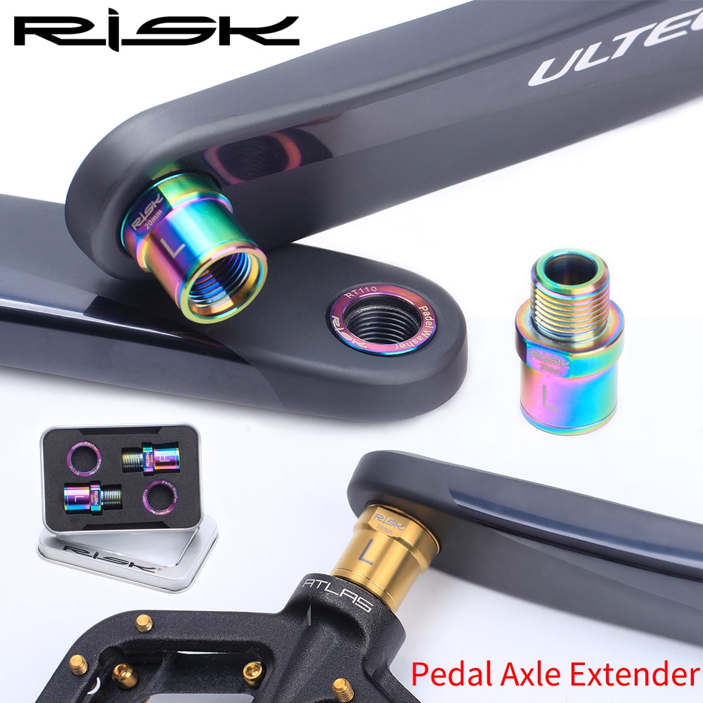 RISIKO Fahrrad Pedal Verlängerung Achse Verlängerung Abstandshalter Unterlegscheibe MTB Konverter Berg Rennrad Adapter Titan Legierung Schraube Ti Schrauben