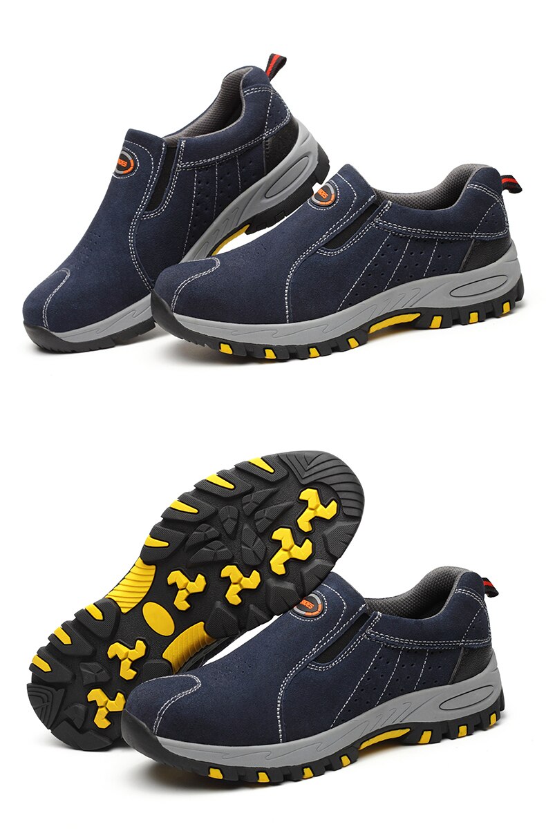 Steel Toe Safety Work Shoes Men Summer Breathable Slip On Casual Boots Mens Labor Insurance Puncture Proof Shoe