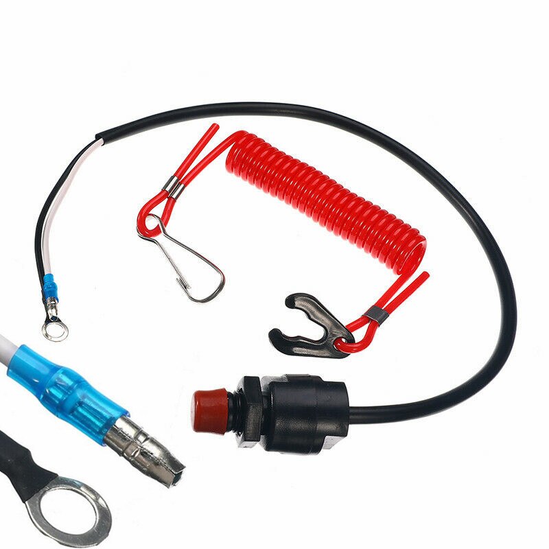 Emergency Kill Stop Switch Outboard Cut Off Boat Motor Emergency Kill Stop Switch 2.8x5.5cm W/Safety Tether Lanyard