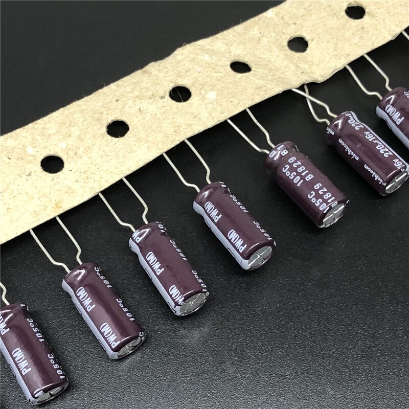 20 stk /100 stk 220uf 16v nichicon pw serie 6.3 x 15mm lav impedans lang levetid 16 v 220uf aluminium elektrolytkondensator