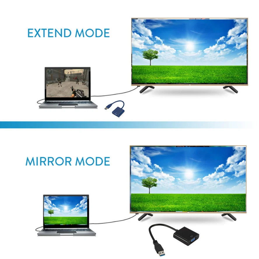 HD USB 2.0/3.0 naar VGA Multi-Display Adapter Converter Externe videokaart Draagbare USB 3.0 naar VGA-converter USB-adapter