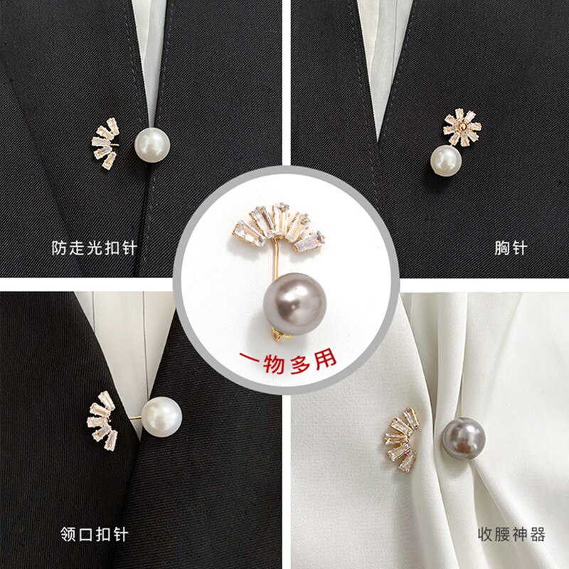 Brooch-Exposure Buckle Useful Product Cardigan Receiving Neckline Small Pin Fixed Clothes Decoration Safety Pin Pearl Accessorie