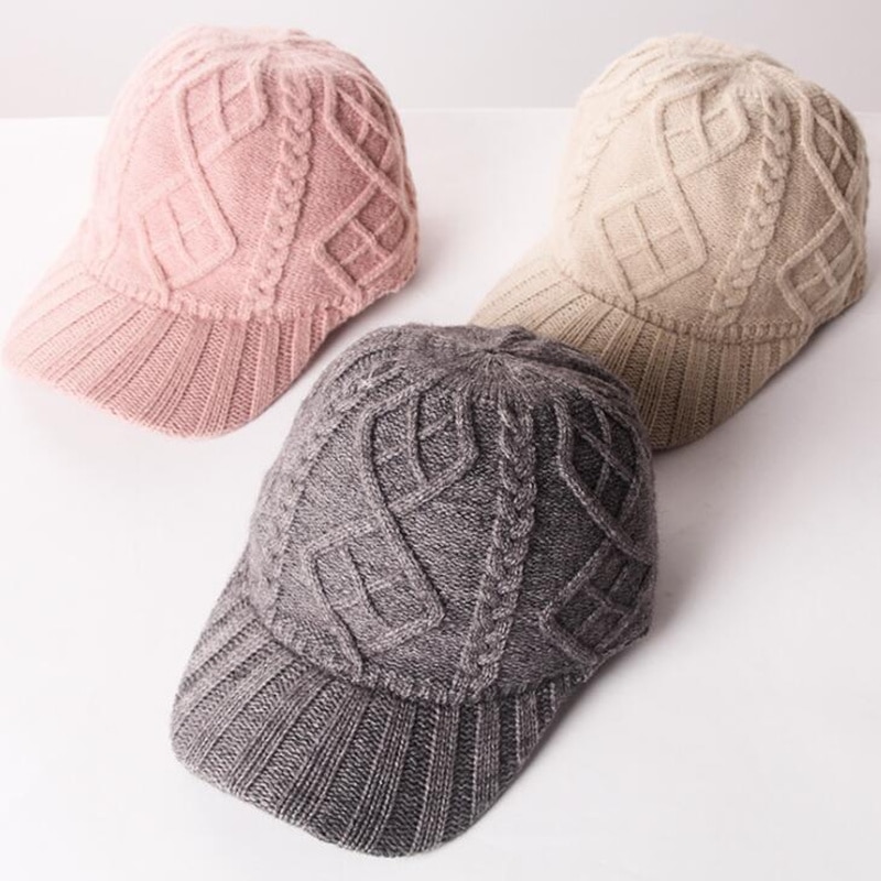 ¡Novedad de ! Gorro de béisbol de invierno de de punto cálido y grueso para hombre y mujer H35