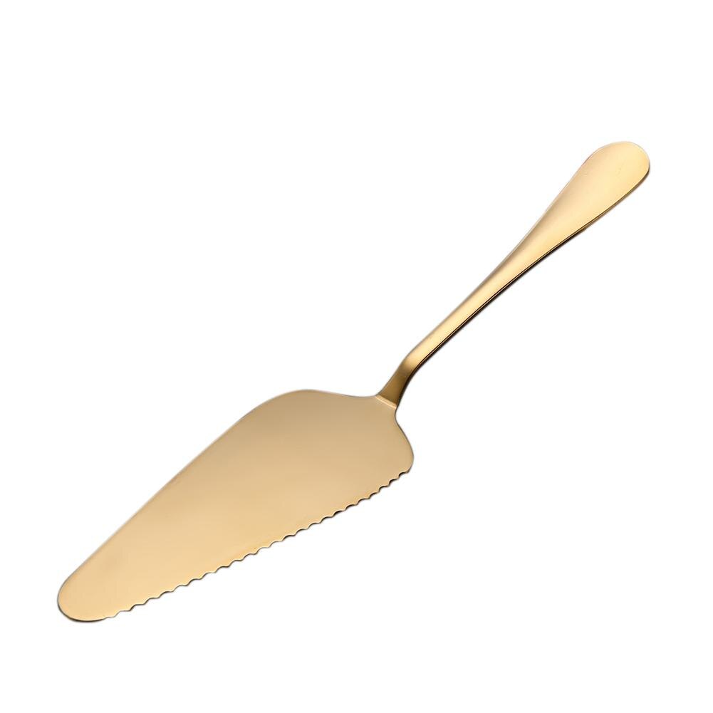 Lanlan fargerik rustfritt stål taggete kant kake server blad kutter pai pizza spade kake spatel bakeverktøy: titan