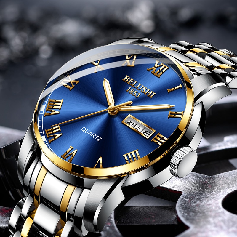Belushi Mannen Business Horloge Roestvrij Staal Quartz Horloges Chronograaf Aanalogue Klok Waterdichte Lichtgevende Relogio Feminino