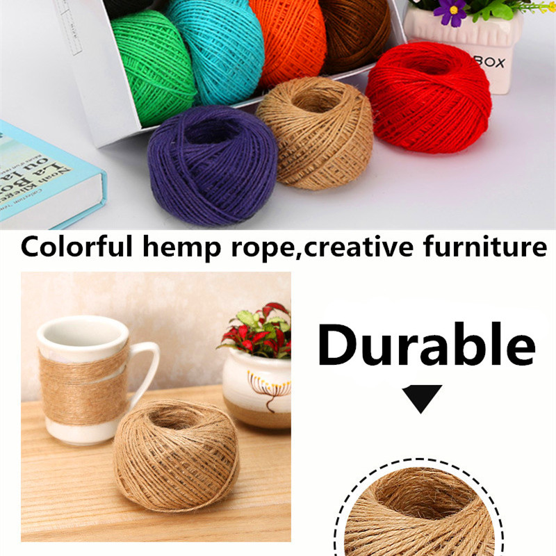 50M Natural Burlap Hessian Jute Twine Cord Hemp Rope 2mm Packing String Wedding Decoration 5BB5607